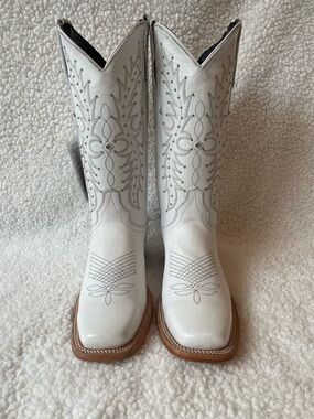 Rock'em White Paulina Square Toe Cowgirl Boot US 8.5 Bling Rhinestone Studded